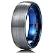 King Will DUO 7mm Blue Domed Tungsten Carbide Wedding Band Ring Brushed...