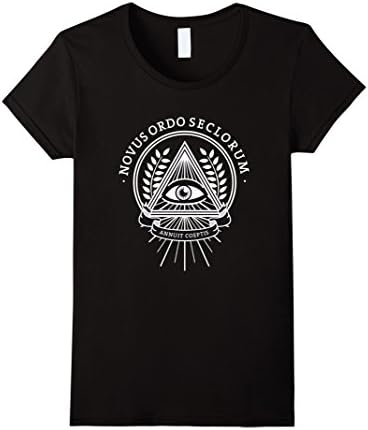 Womens illuminati all seeing eye pyramid humor nerd T-Shirt Medium Black