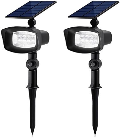 Solar Lights, APOLLED Super Bright 2-in-1 Waterproof Adjustable 400 Lumens 8 LED Wall / Landscape Solar Lights with Automatic On/Off Sensor up to 8-12 hours , Pack of 2