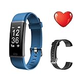 LETSCOM Fitness Tracker HR with Replacement Band, Activity Tracker Watch with Heart Rate Monitor, IP67 Waterproof Smart Wristband, Step Counter Pedometer Watch for Kids Women and Men (Blue+Black)
