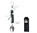 HIKENTURE 6-in-1 Camping Utensil Stainless Steel Fork Knife Spoon Bottle Opener Travel Cutlery Hobo Set with Storage Case (Green New)