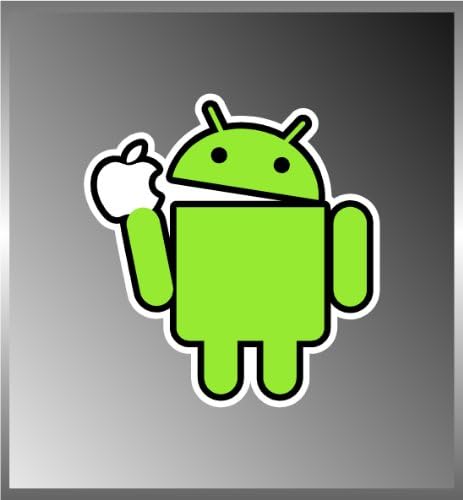 Android Eating Apple Funny Vinyl Decal Bumper Sticker 4"x4"