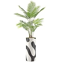 SIGNWIN Areca Palm Tree with Black & White Swirling Color Block Pattern Vase Geometric Shapes Minimalism Zen Relax/Calm Dark for Living Room, Bedroom, Office - X-Large 5 Feet (60