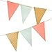 Paper Banner Flags Triangle Banner Flags for Wall Decor, Wedding Garland, Birthday Party, Baby Shower,Gold Glitter+Coral Pink+Mint Green,15 Pcs