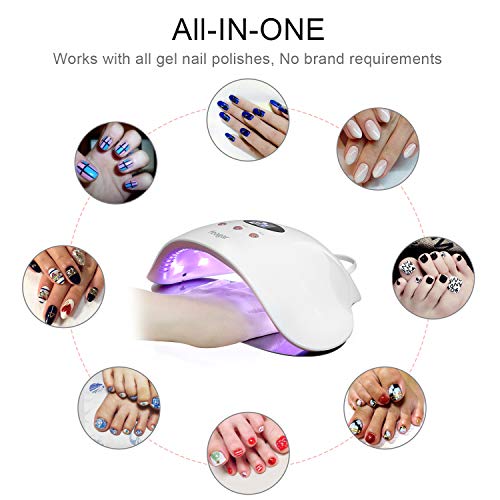 Uv Nail Lamp, Feagar 24W Portable Nail Dryer Curing Lamp for Fingernails and Toenails, with Automatic Sensor, 30s 60s 90s Fast Drying Timers and Detachable Bottom Tray