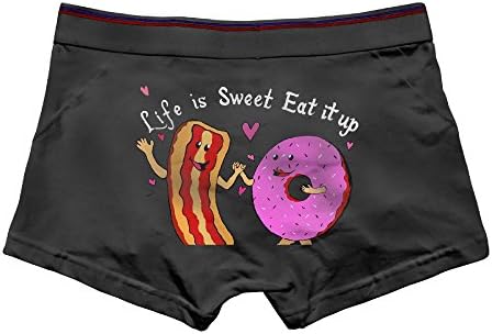 Louisa Men's Life Is Sweet Eat It Up Boxer Briefs Underwear Modern Cotton Trunk XL Black