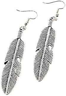 Women's Silver Earrings Big Feather Distressed Unique Earrings For Women Fashion Qualit Silver Color