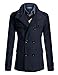 Doublju Mens Wool Slim Double Breasted Half Trench Coat