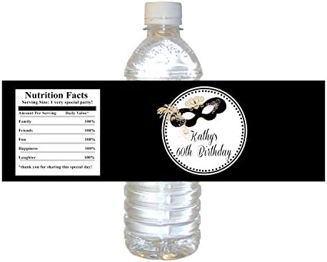 30 Water Bottle Sticker Labels Masquerade Carnival Adult Teens Birthday