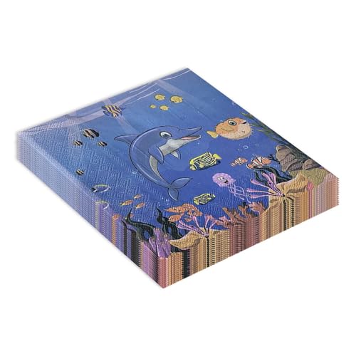 RPS-IND 20 pack,Beverage Decorative Disposable Cocktail Napkin,Napkin for Brunch Party。Under The sea Party Decorations
