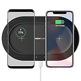 Dual Wireless Charger Pad,ICONFLANG Qi Double Wireless Charger Pad for iPhone 8 iPhone 8 Plus iPhone X Samsung Note8 S8 S8+ S7 S7 Edge S6 S6 Edge (AC Adapter Not Included) - Black