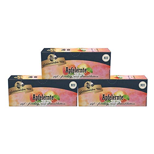 Goldmännchen Früchtetee Apfelernte, 25 Teebeutel, 3er Pack