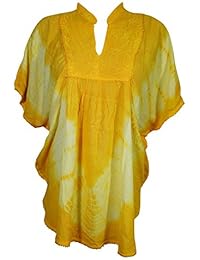 Womens Poncho Top Blouse Tie Dye Embroidered Peasant Tunic Onesize