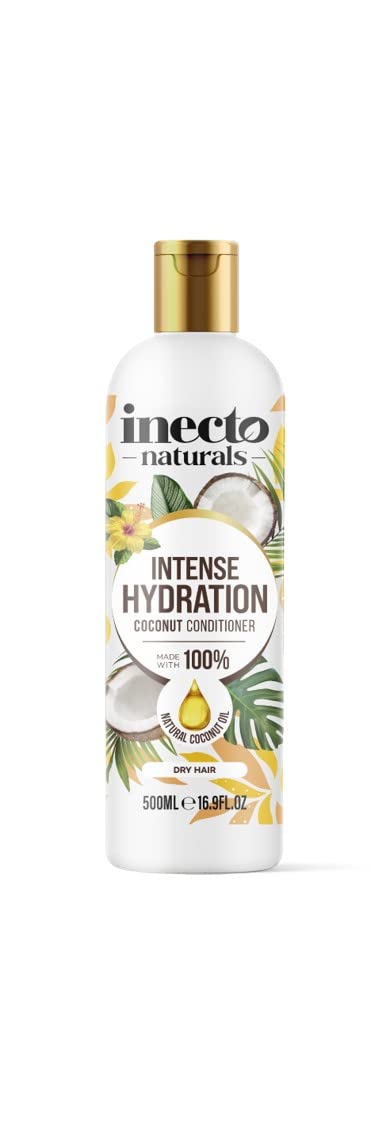 INECTO Natural Coconut Conditioner 500ml, Super-Creamy Infused with Pure Organic Coconut Oil, Silky Smooth Relief, Hydrated Hair