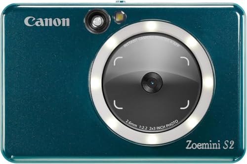 Canon Zoemini S2 Mini Sofortbildkamera + Fotodrucker mobil tragbar unterwegs Hosentasche (Fotodruck 5x7,6 cm, kabelllos, eingebauter Akku, Canon App,