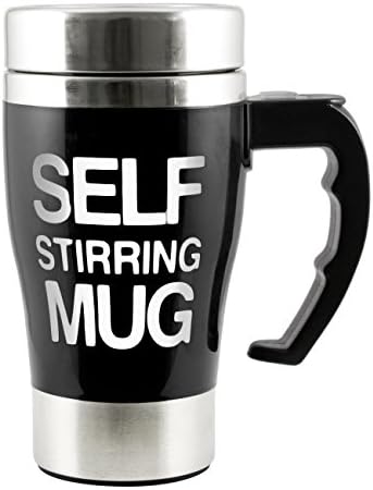 UREEN 350ml HOT Stainless Plain Lazy Self Stirring Mug Auto Mixing Tea Coffee Cup Office Home Gift Novelty Black