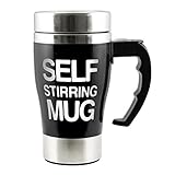 Tera 350ml HOT Stainless Plain Lazy Self Stirring Mug Auto Mixing Tea Coffee Cup Black Office Home Gift Novelty with Tera Dust Cloth
