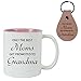 Only the best Moms get promoted to Grandma 11-Ounce White Sublimation Ceramic Coffee Mug, Leather Keychain, Pink