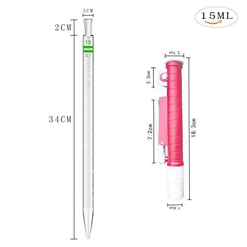 3 Piece Graduated Dropper Thick Glass Pipettors Borosilicate Glass Pipettes with 1 Pipettes Pump (15ML)