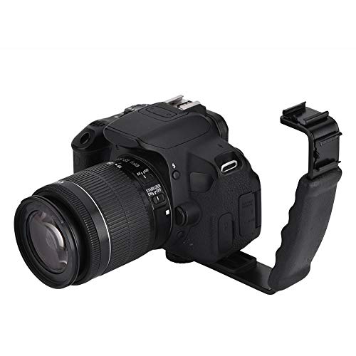 Mugast Camera Flash L-Bracket,Alloy Photography L Mount Holder Support Handle Adapter with Dual Hot Shoe and 1/4 Inch Screw Thread for Mounting Flash,Tripod,Monopod, etc