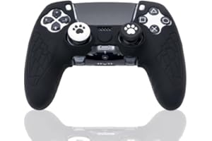 NANANINO PS5 Dualsense Edge Wireless Controller Skin, Dualsense Edge Wireless Controller Cover Case with Sticker and Thumb Grip Caps - Black