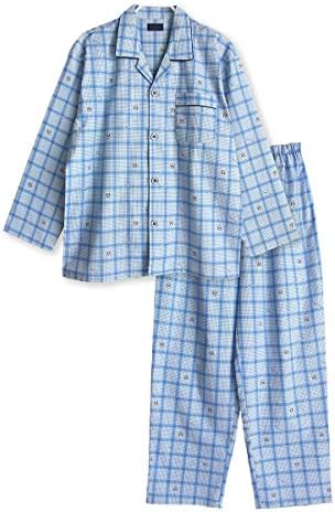 綿100 長袖 メンズ パジャマ 大きいサイズ 春 薄手 夏 超定番 シンプルチェック柄 前開き 初秋