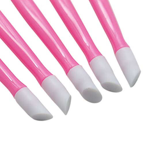 WEFOO 20PCS Plastic Handle Nail Art Tool Rubber Tipped Nail Cuticle Pusher and Nail Cleaner