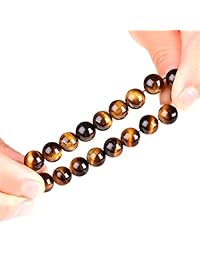 Pulsera elástica de 0.394 in con ojo de tigre natural, para yoga, curación, energía, hombres y mujeres