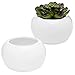 MyGift Set of 2 Small Round White Ceramic Modern Succulent Planter Pots - 3.5 Inch Home Decor