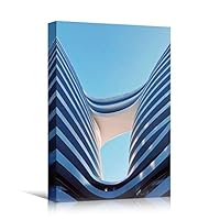 Canvas Wall Art Blue Building Patterns Abstract Architecture & Maps Building Chic Home Office Photography - 12x18 inches