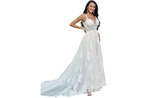 SEIM Lace Appliqued Wedding Dresses for Bride 2025 Beach Wedding Bridal Gowns for Women SE002