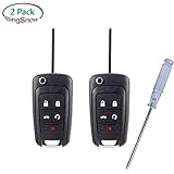BingSnow 2 Pack 5 Button Replacement Remote Fob Key Shell for Chevrolet Camaro Chevrolet Cruze Chevrolet Equinox Chevrolet Malibu Chevrolet Sonic (No Chip) and 1 Pcs Screwdriver