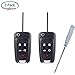 BingSnow 2 Pack 5 Button Replacement Remote Fob Key Shell for Chevrolet Camaro Chevrolet Cruze Chevrolet Equinox Chevrolet Malibu Chevrolet Sonic (No Chip) and 1 Pcs Screwdriver