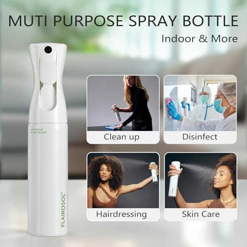 FLAIROSOL A Original Plant Spray Bottle for Outdoor Use, 0.3mm Fine Mist, Continuous Spray Bottles, Patented Technology, 300ml (White with Green Letters)