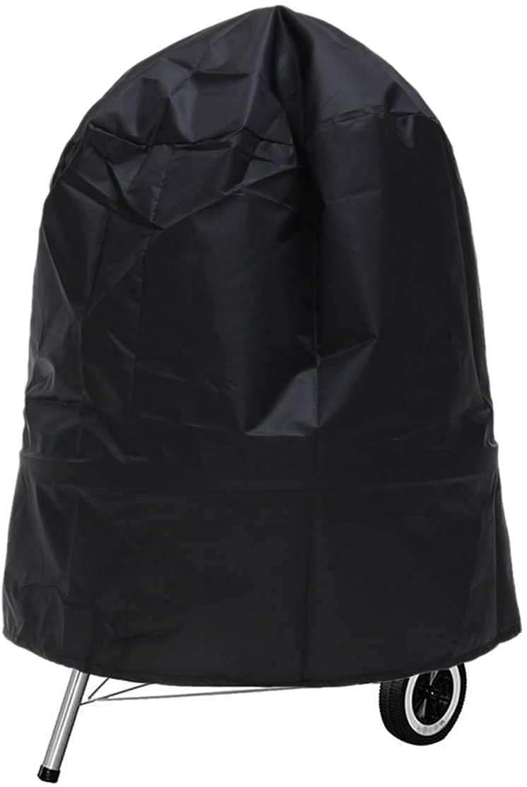 KOKOMALL 210D Barbecue Cover Waterproof Outdoor Round BBQ Covers Gas Grill Protection Heavy Duty Anti-UV with Storage Bag 77x58 CM