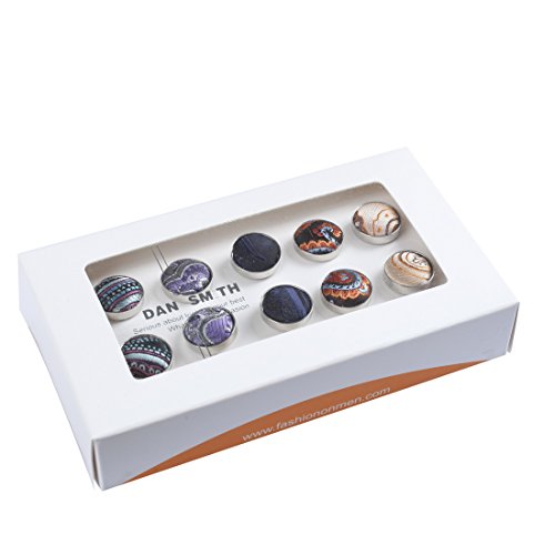 Dan Smith DHDB0005 Multicolored Cufflinks Microfiber Perfect 5 Pairs of Patterns Cufflinks Set