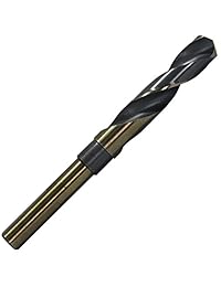 Broca Drill America KFDRSD negra y dorada con vástago reducido de acero de alta velocidad, (33 64" - 1-1 2"), punta dividida a 135 grados y HSS de alta resistencia, (3-flat), 1