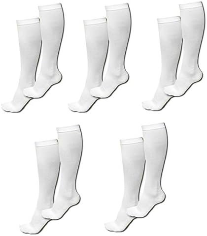ASRocky Graduated Compression Socks (5 Pair) Calf High Below Knee Men Women Leg Foot Ankle Heel Support Pain Relief Stockings Reduce Swelling