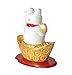 M.V. Trading Japanese Maneki Neko Fortune Cat Lucky Solar Powered Lucky Waving Arm Cat Sitting On Gold Bar, White, 5-Inches
