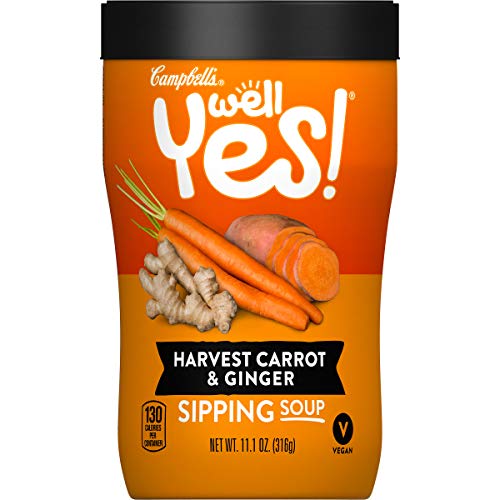 Campbell's Well Yes! Sipping Soup, Vegetable Soup On The Go, Harvest Carrot & Ginger, 11.1 oz. Cup (Pack of 8)