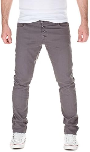 Woosah Mens Jogger Chinos Pants - Alex - Slim Fit Trousers , grey (3003), W38