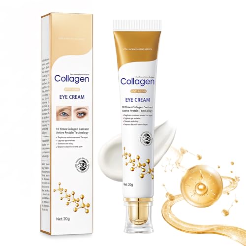 Anti-Wrinkle Eye Contour Cream for Removing Bags and Dark Circles with Collagen, Glycerin and Hyaluronic Acid, Anti-Aging Treatment for Visibly Fresh Eye Contour, 20g