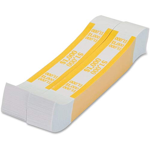 Coin-Tainer Currency Straps, Yellow, 1,000, Pack of 1,000 - Thumbnail 3