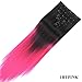 PrettyWit Clip in on Hair Extensions Full Head Ombre Straight Double Weft 23-24 Inch Long Hairpiece 7pcs/set for Women-Black to Pink 1BTPINK