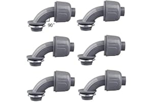 YXX-TECH 1/2 Npt Nonmetallic Liquid-Tight 90-Degree Electrical Conduit Connector Fitting,，UL Listed, (6 PACK) (1/2 90D)