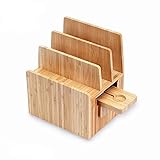 MobileVision Bamboo Stand Personal Compact New Version for Smartphones and Tablets Includes Apple Watch Charger Adapter (Charging strip NOT Included)