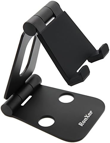 RonXer Multi-Angle Stand for Nintendo Switch, Cell Phone Tablet Video Game Holder For iPhone X 8 7 Plus 6S, iPad and Tablets (4-10'') Foldable Adjustable Desk Accessories (Black)