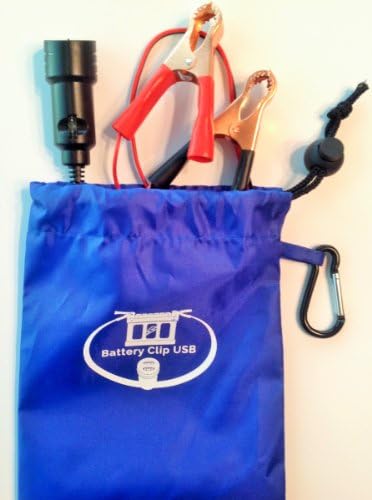 Battery Clip USB (BCUSB) Dual 3.1 Amp Power Port Charger combined with Drawstring Bag