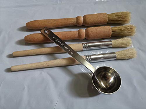 5 Pack Coffee Grinder Wooden Cleaning Brush & 304 Stainless Steel Measuring Scoop Set - Espresso Equipment Dusting Baking, Cooking, BBQ Brushes - Thumbnail 4