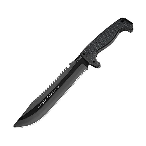 Ultimate Outdoor Large Black Hardcase Stainless Steel Partial Serrated Blade and Emergency Sleeping Bag Combo
